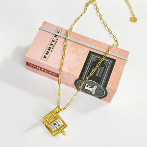 Secret Diary Book Locket (Emerald) - Gold